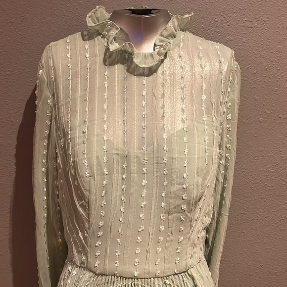 Ieena for Mac Duggal Embroidered Long Sleeve Ruffle Dress NWT - Picture 10 of 17